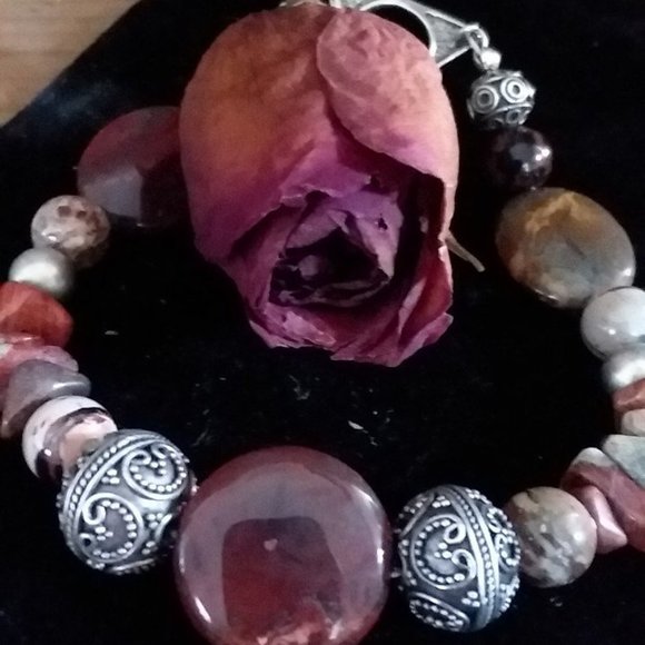 JASPER BRACELET/Jasper Picasso Silver Bracelet - Picture 1 of 2